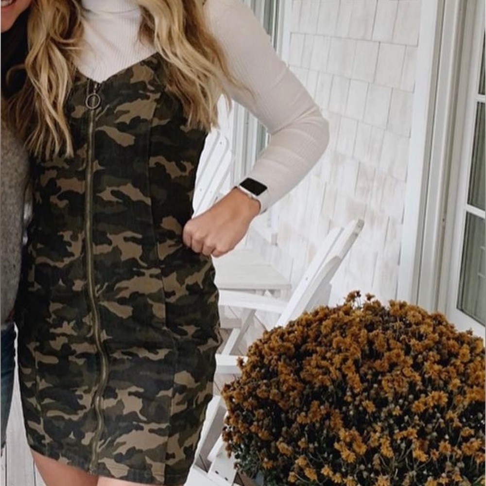mini army jean zip up dress